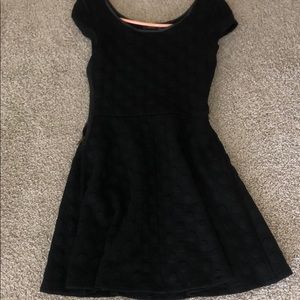 Black Textured Polka Dot Mini dress
